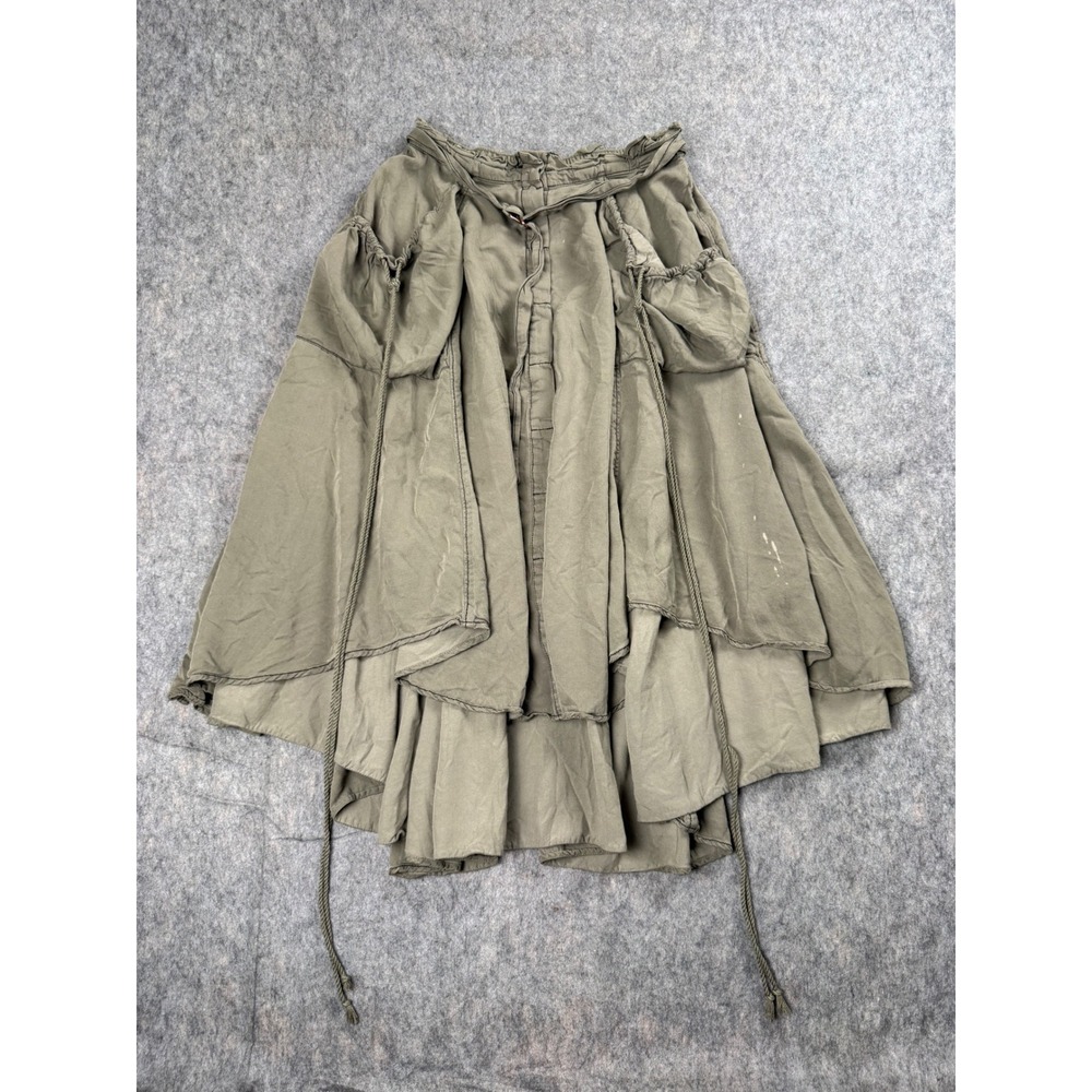Free People Skirt Womens XS Olive Green Boho Asymmetrical Midi Cargo Pocket